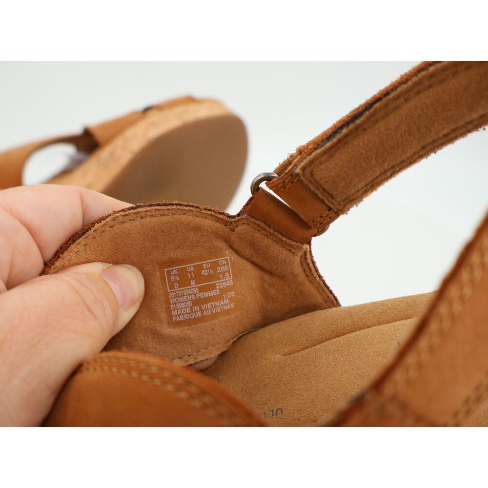 Clarks Giselle Beach Strappy Cork Wedge Heel Platform Sandals Brown Size 11M - Picture 10 of 11